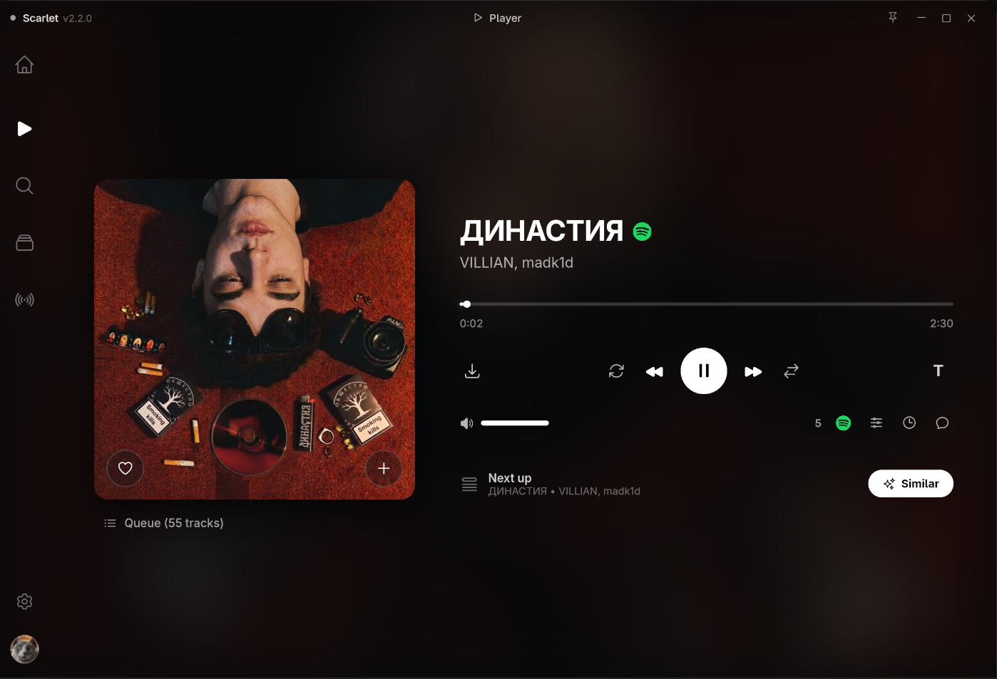 Loonify now playing screen